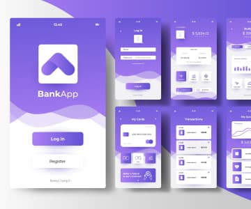 pages of an banking app