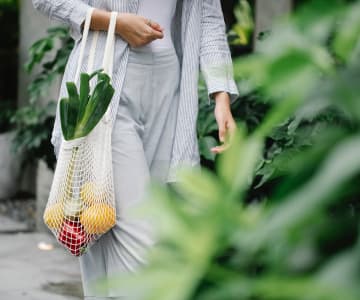 a bag with fruits